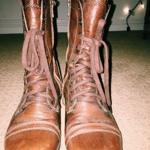 Steve Madden Brown Leather Troopa Combat Boot